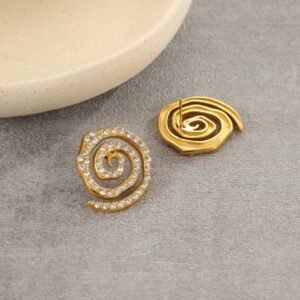 Boucles d'oreilles en spirale dorée